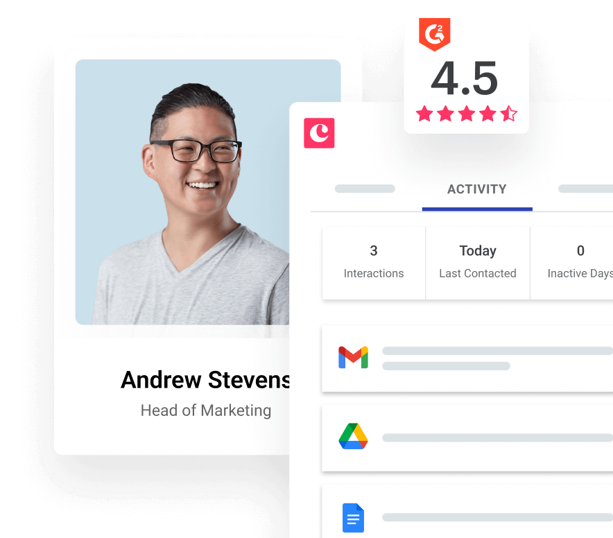 Copper contact and activity view graphic