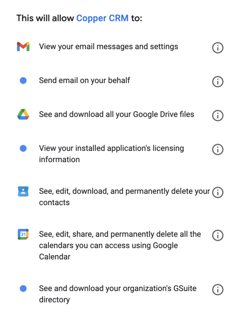 Copper Google Authentication Preview