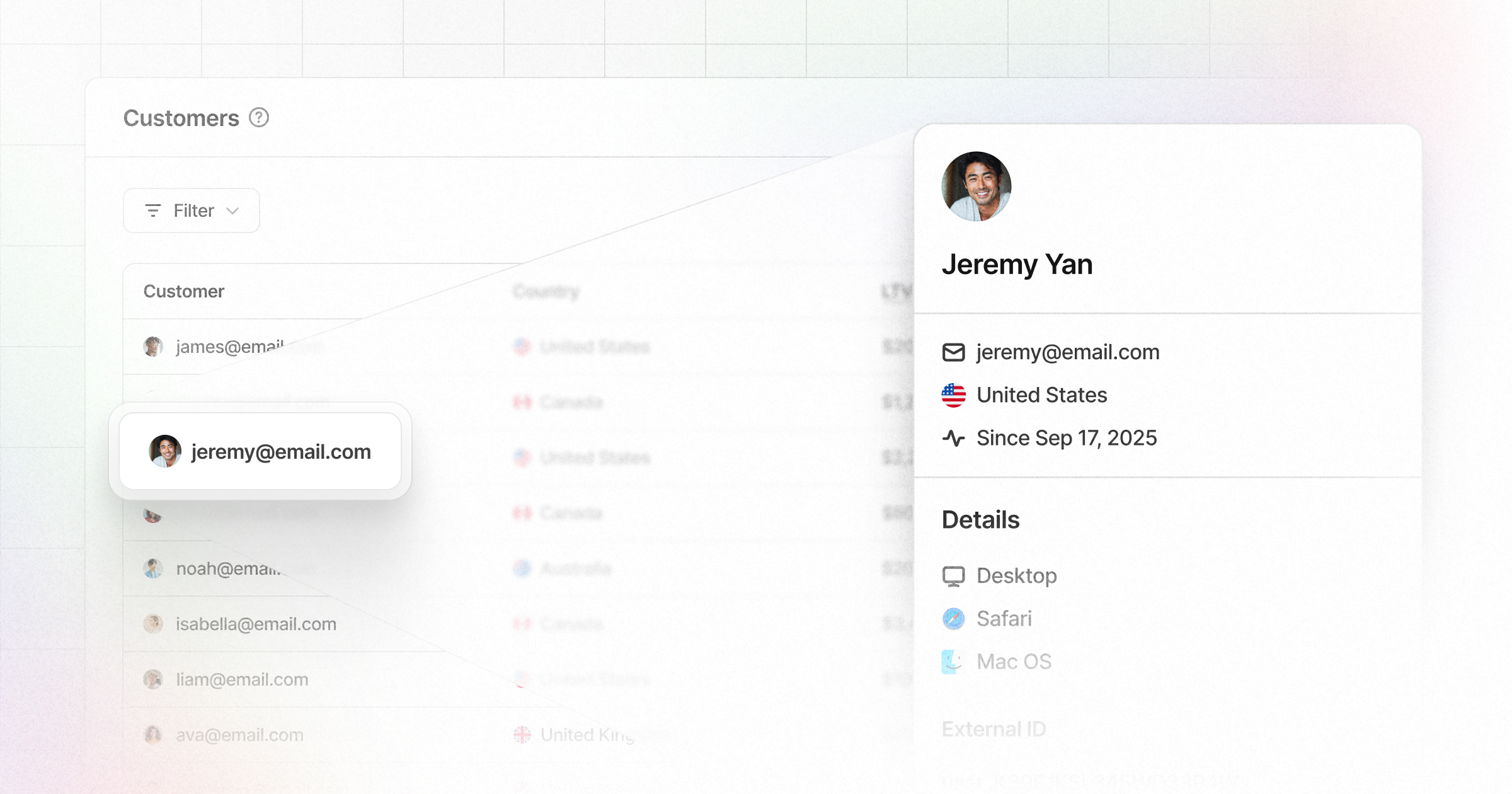 Dub customer insights view showing customer profile lifetime value and acquisition details