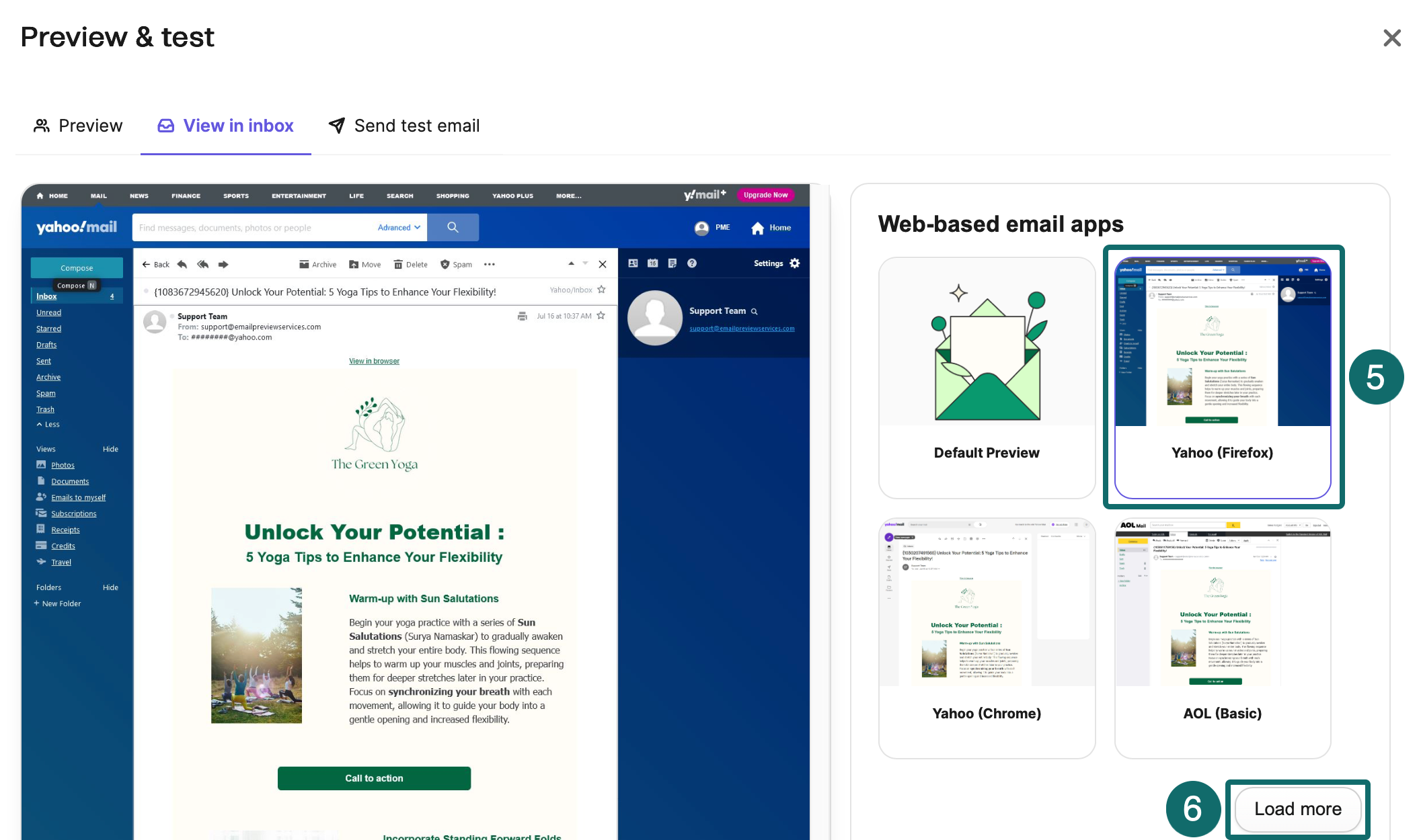 Brevo inbox preview screen showing how an email appears in webmail clients