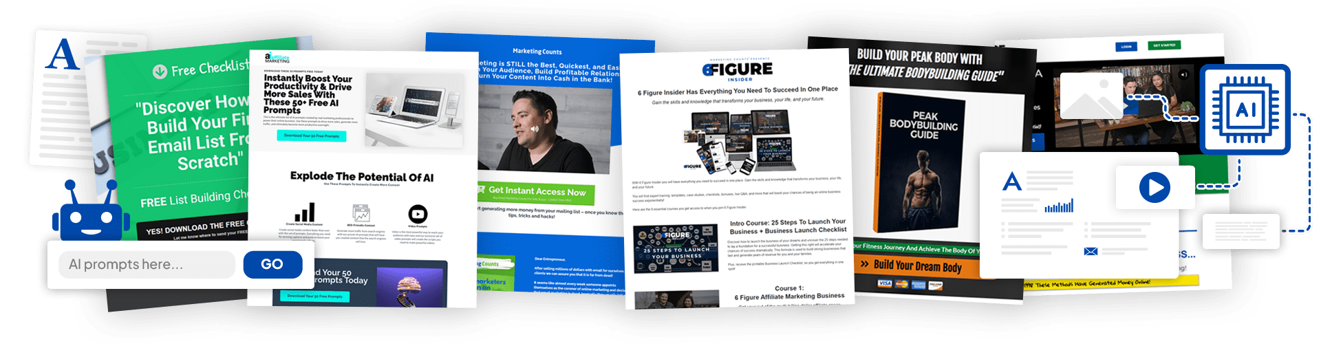 PLR Funnels promotional image showing multiple ready-made funnel and product assets