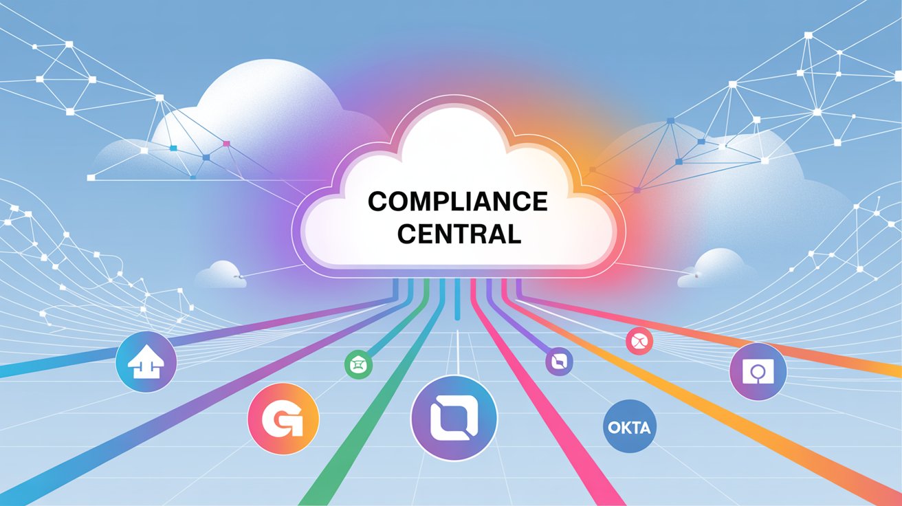 Compliance central illustration showing multiple systems feeding into one compliance hub