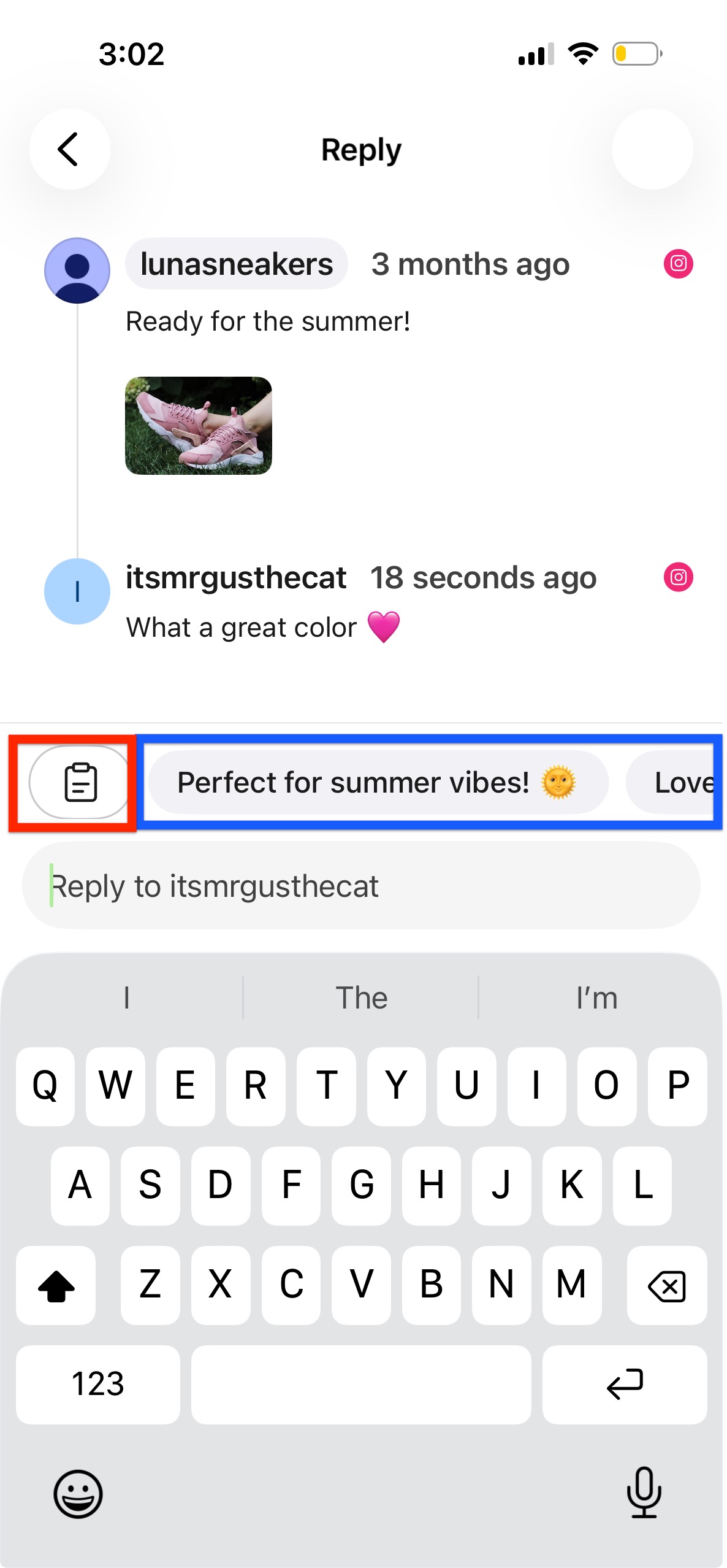Buffer mobile app showing comment reply suggestions in Community
