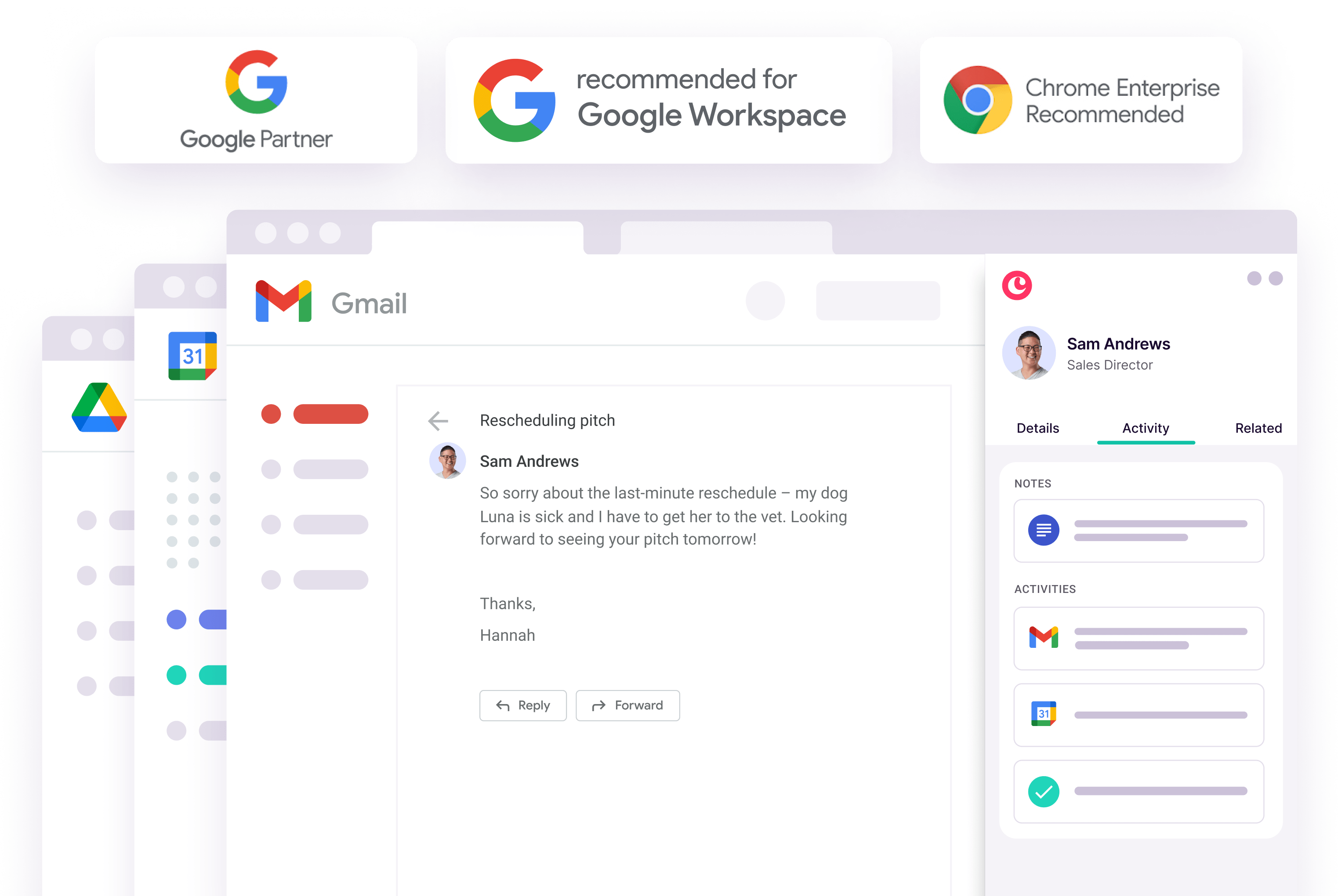 Copper CRM working across Gmail and Google Workspace