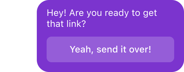 ManyChat example of sending a link through Instagram direct messages