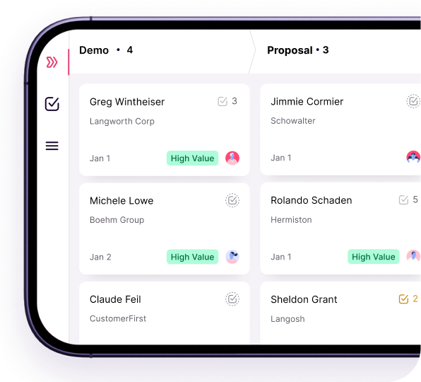 Copper mobile pipeline view showing deal or project cards on a phone