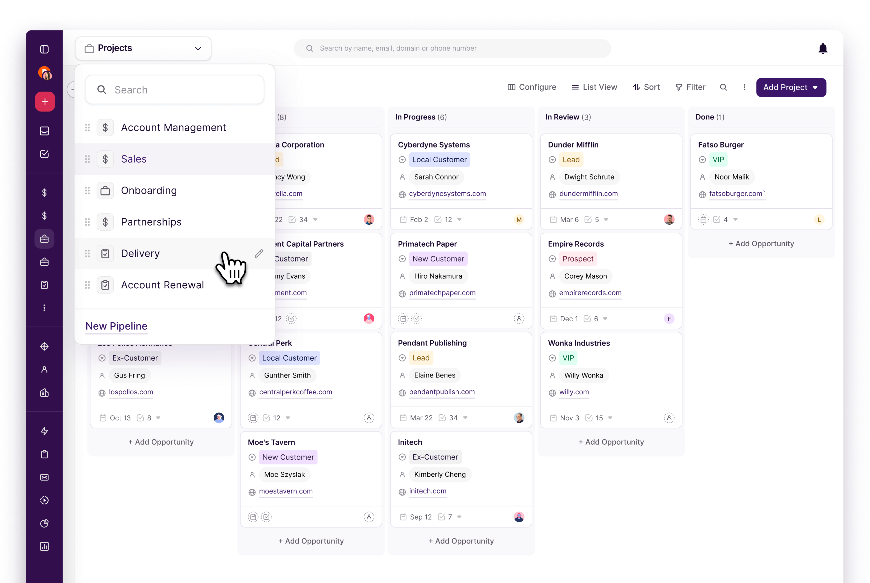 Copper pipeline board for sales and project management