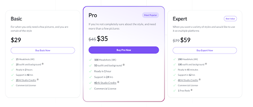 BetterPic pricing options shown during the signup flow