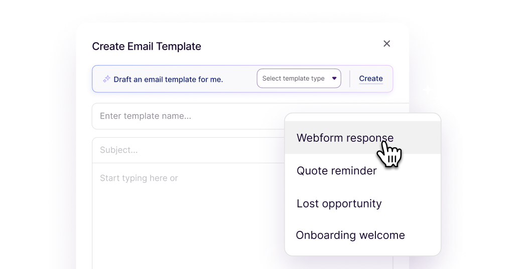 Copper email template builder with automated template options