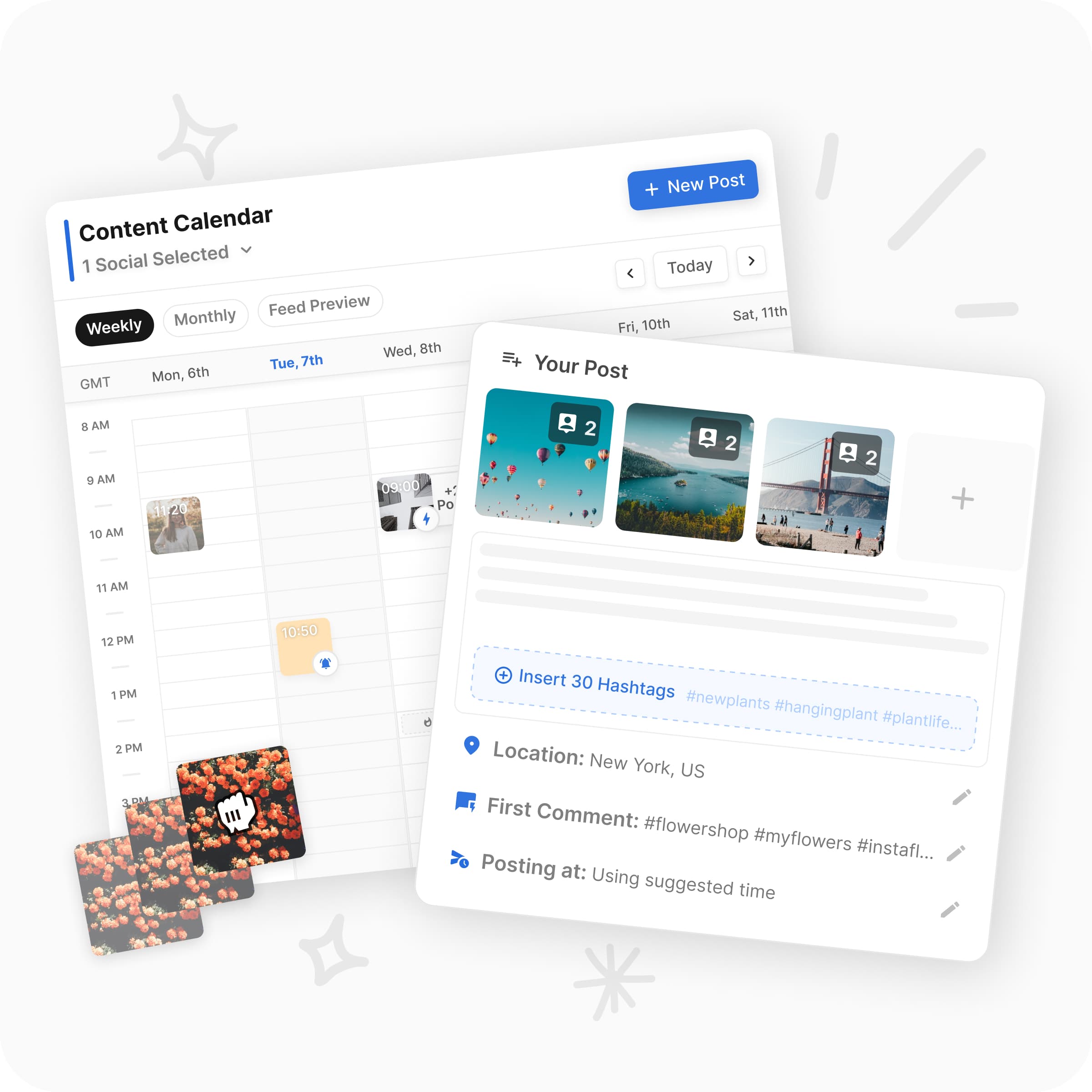 Flick content calendar and post setup screen