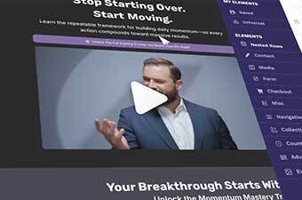 ClickFunnels interface showing a business-building workflow inside the platform